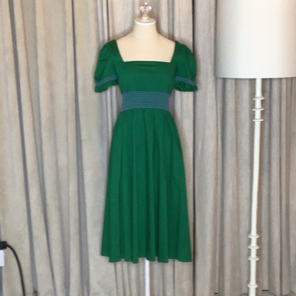 HVN Cotton Dress with Smocked Waist